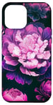 Coque pour iPhone 13 Pro Max Pivoine Violet Midnight Silhouettes Wildflower