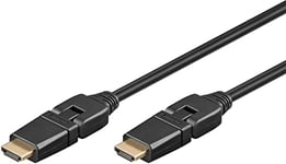 goobay 61286 Câble HDMI haute vitesse 360° avec Ethernet/HDMI 360° mâle type A mâle HDMI rotatif/résolution d'écran jusqu'à 4K @ 60Hz (Ultra HD 2160p) / Fiche plaquée or / 2 m