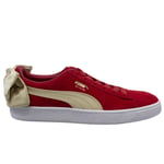 Puma Suede Bow Varsity Red Gold Leather Low Lace Up Womens Trainers 367732 01