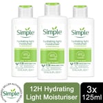 3 Pack Simple Kind to Skin 12H Moisturisation Light & Rich Moisturiser, 125ml