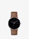 Junghans 27/4154.00 Unisex Meister Fein Automatic Date Leather Strap Watch, Brown/Black