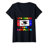 Womens 4th Grade Level Complete Graduate Gaming Boys Kids Gamer V-Neck T-Shirt