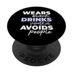 Wears Black Avoids People Loves Vodka Vintage Graphic PopSockets Swappable PopGrip