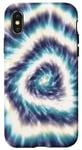 Coque pour iPhone X/XS Tie-Dye Bleu Spirale Tie-Dye Design Coloré Summer Vibes