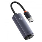 Baseus Lite Series USB-adapter - RJ45 LAN-uttag 100 Mbps grå (WKQX000013)