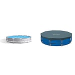 Intex 12Ft X 30In Prism Frame Pool & 28031 Bâche de Protection pour Tubulaire Ronde 3m66, Bleu, 366x366x25 cm