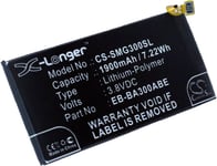 Batteri til EB-BA300ABE for Samsung, 3.8V, 1900 mAh