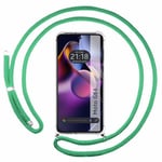Tumundosmartphone Housse suspendue transparente pour Motorola Moto G84 5G avec cordon vert eau