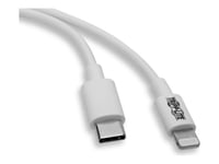 Eaton Tripp Lite Series Usb-C To Lightning Sync/Charge Cable (M/M), Mfi Certified, White, 3 Ft. (0.9 M) - Usb-Kabel - 24 Pin Usb-C (Hane) Till Lightning (Hane) - Usb 2.0 - 20 V - 3 A - 90 Cm - Vit