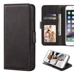 Doogee S88 Pro Case, Leather Wallet Case with Cash & Card Slots Soft TPU Back Cover Magnet Flip Case for Doogee S88 (Black)