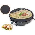 KOUQI Electric Crepe Maker, Wooden Spatula, Nonstick Electric Pancake Machine, Compact, Easy Clean with On/Off Button 1000W