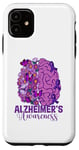 Coque pour iPhone 11 Purple Awareness Papillon Fleur Sensibilisation Alzheimer