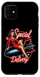 Coque pour iPhone 11 Vintage Girl on a Nuclear Bomb Ride Livraison spéciale