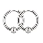 1Par 16 mm Hoops örhängen i Rhodium pläterad 316L stål med kula 16 mm