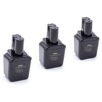 3 x NiMH Batterie 2100mAh (9.6V) pour outils Bosch gsr 9, 6VES, gsr 9, 6VET comme 2607300002, BH-964N - Vhbw