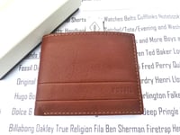 FOSSIL Bifold Wallet Men's LUFKIN Passcase Brown Leather ID Holder Wallets R£45