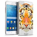 Caseink - Coque Housse Etui pour Samsung Galaxy Grand Prime SM-G530 [Crystal HD Polygon Series Animal - Rigide - Ultra Fin - Imprimé en France] - Tigre
