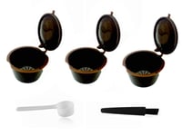 LIGICKY Set of 3 Refillable Coffee Capsules Cup Filter for Dolce Gusto Reusable Coffee Pods with Spoon and Cleaning Brush