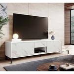 Meuble tv 195x48x40 cm effet Marbre blanc mamor meuble Hi-fi luxueux sideboeard sur pied