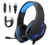 Casque Gamer avec Anti-Bruit Micro Stéréo Bass Pour PS4 Xbox One Laptop Tablette Téléphones (Bleu)