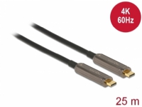 Delock - Kabel för video / ljud - USB-C hane till USB-C hane - 25 m - fiberoptisk - svart - Active Optical Cable (AOC), 4K60Hz (3840 x 2160) stöd