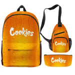 YANGPP Cookie 3D Digital Color Printing Backpack Set Sac À Dos Messenger Bag Pen Case-5 Styles, Taille Unique