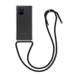 kwmobile Crossbody Case Compatible with Samsung Galaxy S10 Lite - Case Clear TPU Phone Cover w/Lanyard Cord Strap - Black/Transparent