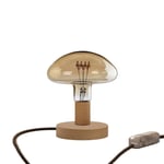 Creative Cables Bordslampa I Trä Med Posaluce Mushroom 2-nr Plugg-dimmer
