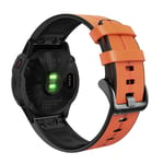 YOOSIDE Watch Strap for Fenix 6/Fenix 5,Soft Genuine Leather Hybrid Silicone Sweatproof QuickFit 22mm Wristband Strap for Garmin Fenix 6 Pro/Sapphire,Approach S62/S60,Instinct,Quatix 6/5 (Light Brown)