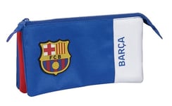 Safta F.C. BARCELONA 2nd Team – Triple Pencil Case, Children's Pencil Case, Ideal for School Age Children, Comfortable and Versatile, Quality and Resistance, 22 x 3 x 12 cm, Blue and Garnet, Blue /