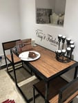 Small Table and 2 Chairs Metal Bar Set Kitchen Dining Breakfast Stools Furniture