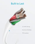 Anker Powerline II Lightning Cable 6ft MFi Certified White for iPhone 12 /11 /XR