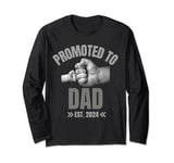 Funny New Father Fathers Day Promoted To Dad 2024 Fist Bump Long Sleeve T-Shirt