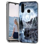 ZhuoFan Blackview A80 Pro Case Clear Slim, Phone Case Cover Silicone TPU Transparent with Design Shockproof Soft TPU Back Bumper Protective for Blackview A80 Pro 6.49", Wolf