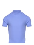 Cropped Rib T-Shirt Tops T-shirts Turtleneck Blue Tom Tailor