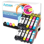 Lot de 10 cartouches (2*N (22ml), 2* NPH (13ml), 2*CMY(13ml)) compatibles pour Epson Expression Premium XP-635+ Fluo offert -Jumao-