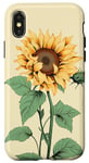 iPhone X/XS Aesthetic Sunflower Line Art Minimalistic Sage Green Case