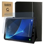 Etui Smart Case + Protection D'écran Pour Tablette Samsung Galaxy Tab A 10.1 / A6 (Sm-T580 / Sm-T585) - Cuir Synthétique, Noir Housse Pochette