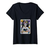 Womens The Teacher Tarot Card Funny Halloween Skeleton Magic V-Neck T-Shirt