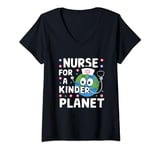 Womens Nurse For Kinder Planet Earth Day Nursing Scrub Nursing 2024 V-Neck T-Shirt