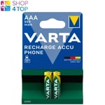 2 VARTA Recharge Battery Phone AAA Batteries LR03 550mAh Nimh 1.2V HR03 2BL New