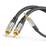Câble Cinch sonero® Premium 2 m, 2X câble Cinch vers Jack 3,5 mm, câble Audio, chaîne Hi-FI, AUX, Noir