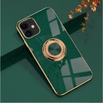 ‘iPhone 12 och iPhone 12 Pro‘ Skal Lyxigt Stilrent med ring ställ-funktion Guld Green one size