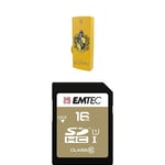 Pack Support de Stockage Rapide et Performant : Clé USB - 2.0 - Série Licence - Harry Potter Hufflepuff - 16 Go + Carte MicroSD - Gamme Elite Silver - Classe 4-16 Go