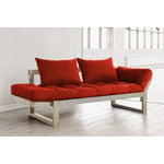 Inside75 Banquette méridienne style scandinave futon rouge EDGE couchage 75*200cm