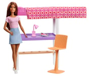 Barbie FXG52 Doll and Furniture Set, Loft Bed with Transforming Bunk Beds