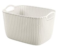 Curver Knit Effect Kitchen, Living room, Bathroom, Bedroom, Utility Large Rectangular Storage Baskets 19 Litres - White