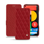 Housse cuir Google Pixel 5 - Rabat horizontal - Rouge - Cuir lisse couture - Neuf