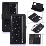 EYZUTAK Wallet Case for Samsung Galaxy Note 20 Ultra 5G, Magnetic Handbag Zipper Pocket PU Leather Flip with 9 Card Slots and Wrist Strap Folio TPU Inner Stand Case for Note 20 Ultra 5G - Black
