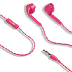 Celly 3.5 mm Jack Universal Stereo Earphones with Flat Anti-Tangle Cable - Pink
